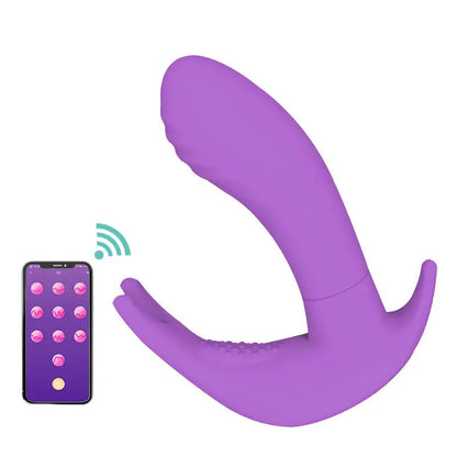 The APP With Butterfly Female Vibrating Massage - Purple APP