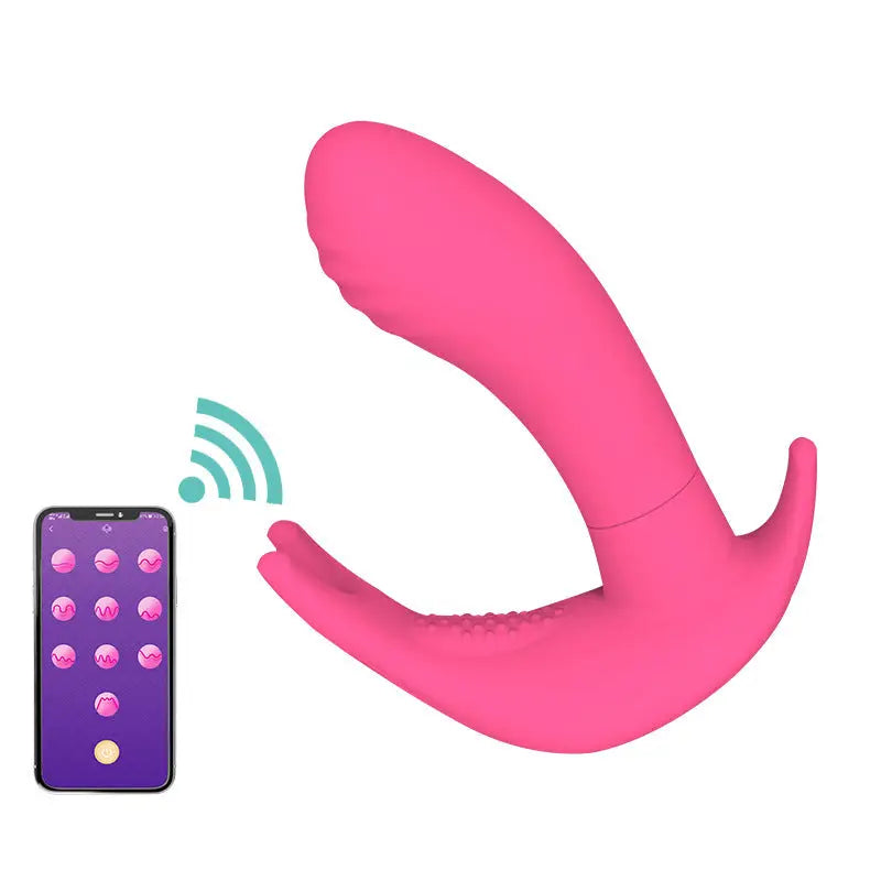 The APP With Butterfly Female Vibrating Massage - Rose Red