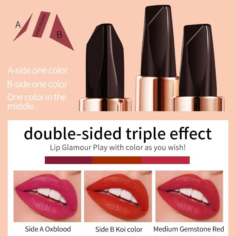 VIBELY Three-color lipstick for richness moisturizing