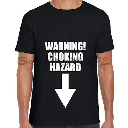 WARNING CHOKING HAZARD PRINTED MENS TSHIRT FUNNY EXPLICIT